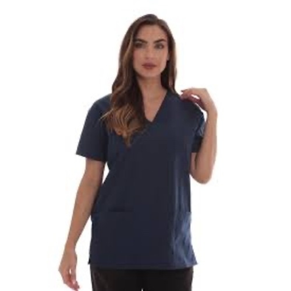 Just Love Womens Black V-Neck Scrub Top 3 Pockets Size L NWT